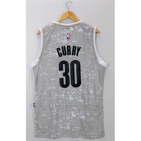 Camiseta Luces De La Ciudad Golden State Warriors Stephen Curry #30 Gris
